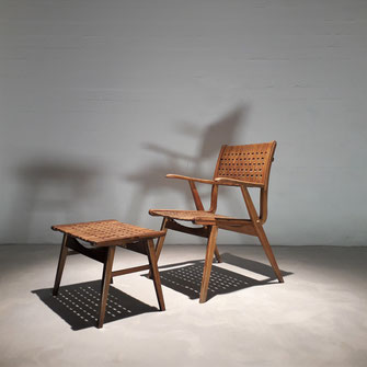 Erich Dickmann Bauhaus Chair and Ottoman for Galenka Tyskland, Germany, 1933