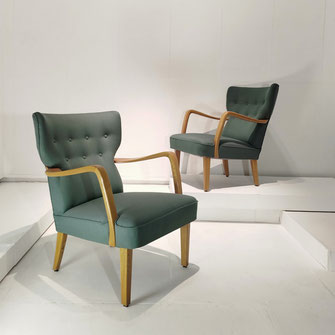 Alfred Christensen Set of Three Armchairs, Denmark, 1940s