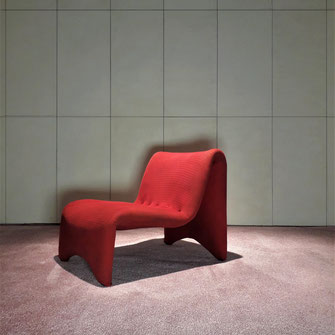 Etienne Fermigier Original Red Upholstered Lounge Chair by Airborne International, France, 1972