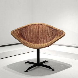 Janine Abraham & Dirk Jan Rol Attr. Wicker Swivel Chair, France, circa, 1950
