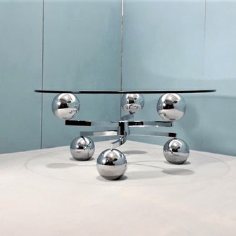 French Space-Age "Atomic" Chrome Coffee Table, 1960s