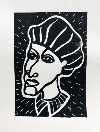 Tête, Linoldruck, ca. Postkartengrösse, 180.- 