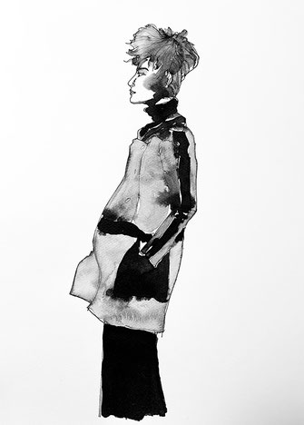 Franziska, A4, Tusche auf Aquarellpapier,  VERKAUFT