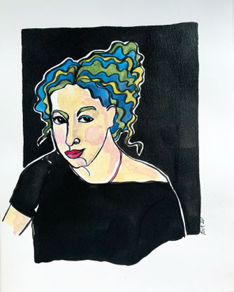 Sophie, A4, Tusche und Acryl auf Papier, gerahmt 300.- 