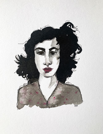 Lora, A4, Tusche auf Aquarellpapier, Preis gerahmt  Sfr. 280.-