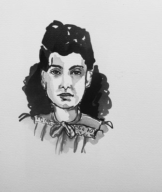 Miri, A4, Tusche auf Aquarellpapier, VERKAUFT