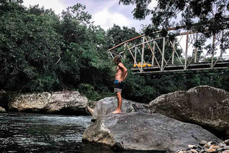 Man bathing in the Rio Bermejo.