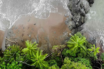 Toma con dron de la playa de Drake Bay.