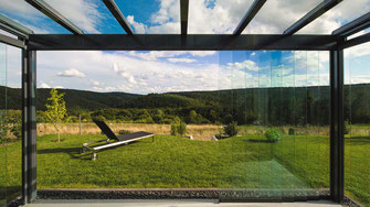 Modernes Glasdach, Pergola, im Garten, Wohntraum, Terrasse, Ueberdachung-1