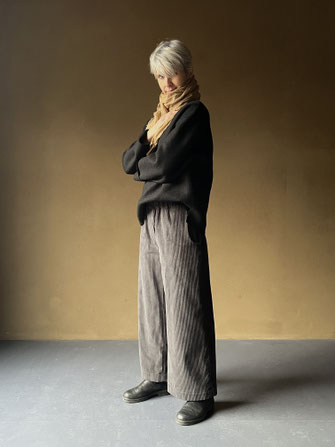 Marlenehose / Cord / grau