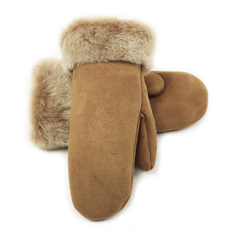 moufles en peau de mouton retourné fourré intérieur fourrure naturelle de mouton cuir peau d'agneau double face peau lainée femme camel marron only mouton