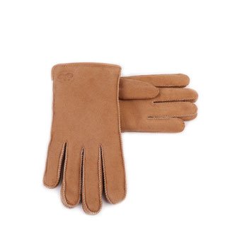 gants homme fourrés camel velours en cuir et peau d'agneau