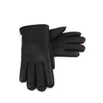 gants homme fourrés noir nappalisé en cuir et peau d'agneau
