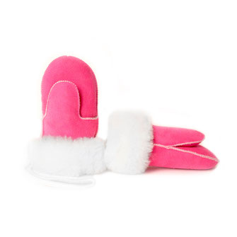 Moufles enfant moufle mitaine gants en peau d'agneau peau lainée peau de mouton retournée intérieur fourré fourrure naturelle only mouton rose fushia cuir d'agneau intérieur fourré mouton
