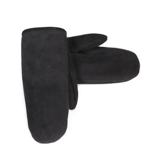 moufles en peau de mouton retourné fourré intérieur fourrure naturelle de mouton cuir peau d'agneau double face peau lainée homme noir black cuir velours aspect only mouton