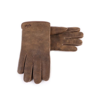gants homme fourrés old school brown en cuir et peau d'agneau