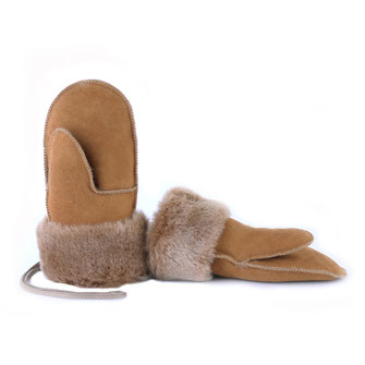 Moufles enfant moufle mitaine gants en peau d'agneau peau lainée peau de mouton retournée intérieur fourré fourrure naturelle only mouton camel marron beige cuir d'agneau intérieur fourré mouton