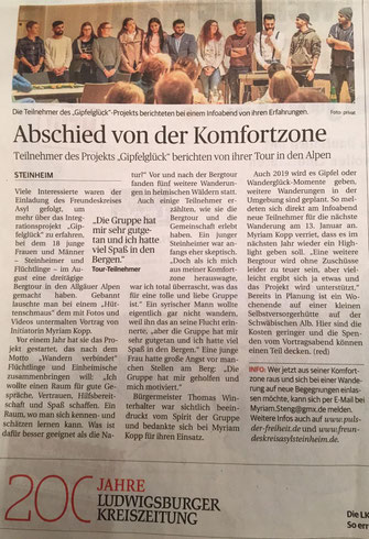 Pressebericht über Myriam vom Outdoor-Blog Puls der Freiheit – Artikel zu Wandertouren, Bergabenteuern, Naturprojekten und dem Integrationsprojekt Wanderglück