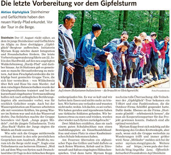Pressebericht über Myriam vom Outdoor-Blog Puls der Freiheit – Artikel zu Wandertouren, Bergabenteuern, Naturprojekten und dem Integrationsprojekt Wanderglück