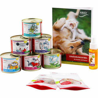 Katzenfutter - Kennenlern-Paket mit verschiedenen 200g Katzengerichten für die gesunde Ernährung von Katzen zum ausprobieren. Getreidefreies Katzenfutter mit Huhn und anderen leckeren Fleisch- und Fischsorten.