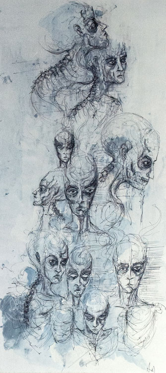 earth 360x900mm / fineliner and acrylic colour on paper