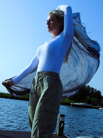 Light wool shawl woman styled.
