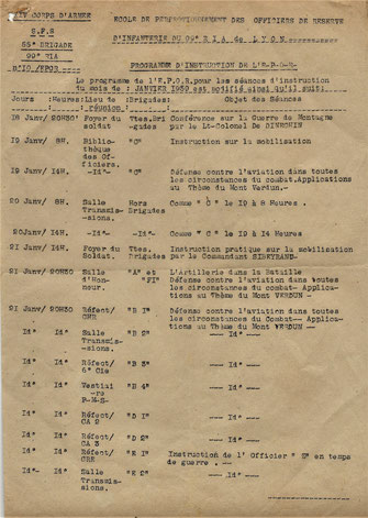 Doc 3 : programme instruction janvier 1939( ci-dessus et ci-contre) - Fonds Charmet