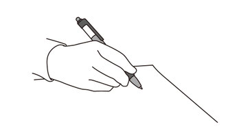 ノートにペンで書き込む。