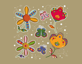 Иллюстрация "Цветочки и бабочки"