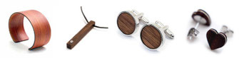 Schmuck aus Holz - Manschettenknöpfe, Ohrringe, Halsband, Armspange