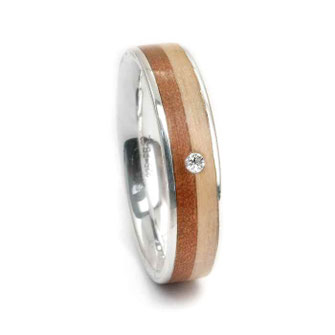 Silberring mit 2 Hölzer nach Wahl für Verlobung od. Hochzeit