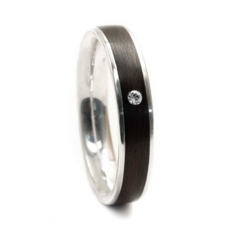 Ring aus Silber und Holz-Inlay Palisander, Holzring, Hochzeitsring, Verlobungsring, Trauring, 