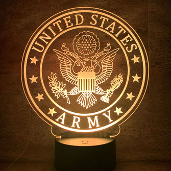 US ARMY Emblem Logo Hoheitsabzeichen Personalisierte 3D 2D Led Geschenk Lampe Kinder Geburtstag Hochzeit Muttertag  Partner Familie Freunde Geburt Nachtlicht Schlummerlicht personalisiert mit Namen