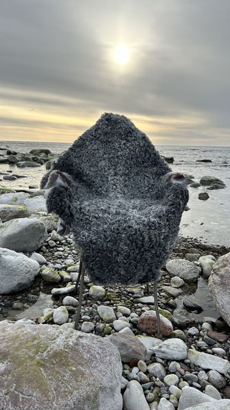 Gotland Lammfell am Wasser, Ostsee