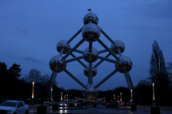 Atomium, Brussels, illuminated, at night