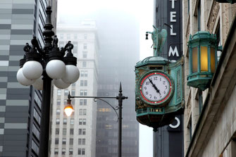 Lanterns and clocks in Downtown Chicago