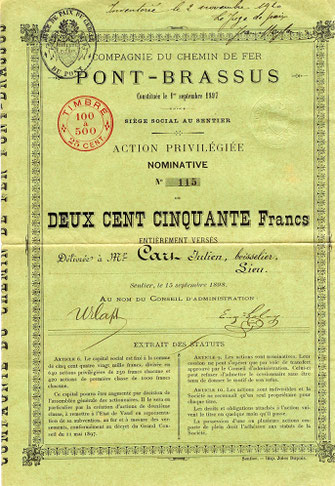 "Le Pont-Brassus" wurde am 19. August 1899 eingeweiht