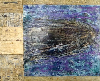 Echoes 2018 (Acryl Mischtechnik, Strukturpaste, Marmormehl, Sumpfkalk, Asche, Pigmente, Kaffee) 100x80x4