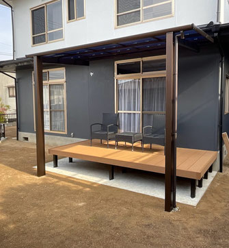 岡山赤磐市　ウッドデッキ　テラス屋根