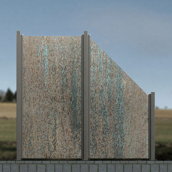 Zaun aus Glas für Terrasse Zaun für Garten mit Corten-Stahl-Optik