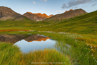 Bergsee, Hochmoor, Alpenglühen, Alpen, Berge