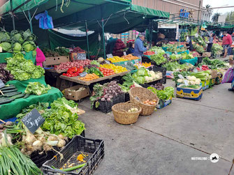 Motorradreise von Patagonien nach Alaska, Argentinien, Gemüsemarkt, Geldwechseln