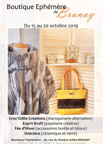 La boutique éphémère de Brunoy accueille Croc'Odile Créations, Fée d'hiver, Esprit Kraft et Ozéclore