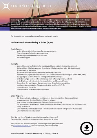 Junior Consultant Marketing & Sales (m/w)