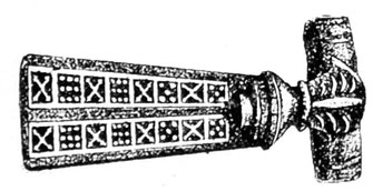 T 8. Spätrömische nielierte Bronzefibel aus dem Rheinland, um 300 n. Chr.