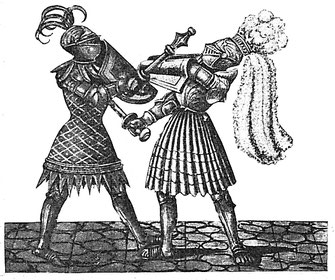 Fig. 3. Grabdenkmal des Johann von Eschbach, Schultheiß (gest. 1513) in der Pfarrkirche zu Lorch a. Rh. (Nach Demmin, Die Kriegswaffen, 4. Aufl., S. 421.)