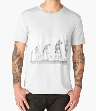  Genesis Männer Premium T-Shirts  Genesis, Mensch, human, Menschlichkeit, Entwicklung, Darwin, Affe, Skelett, Totenschädel, Knochen, Anatomie, Medizin, Veterinär, Tier, Zeichnung, Sketch