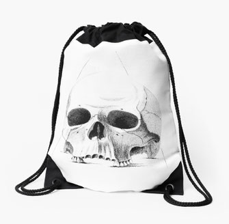 Drei Totenköpfe Rucksackbeutel backpack Totenkopf, skull, death's-head, Skelett, skeleton, carcass, head, Kopf, medizin, anatomie, anatomy, human, Menschenkopf, Mensch pirates