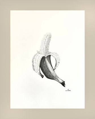 Realistic graphite drawing: Banane, fruits, banana