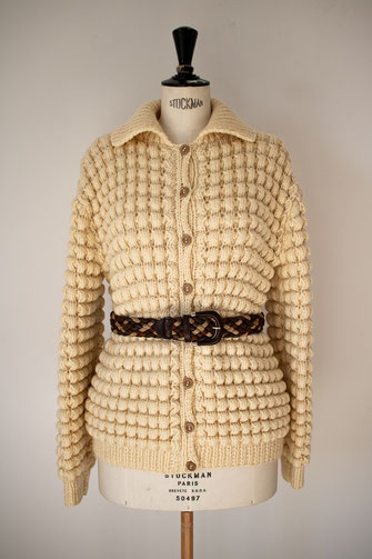 Cardigan vintage en laine fait à la main